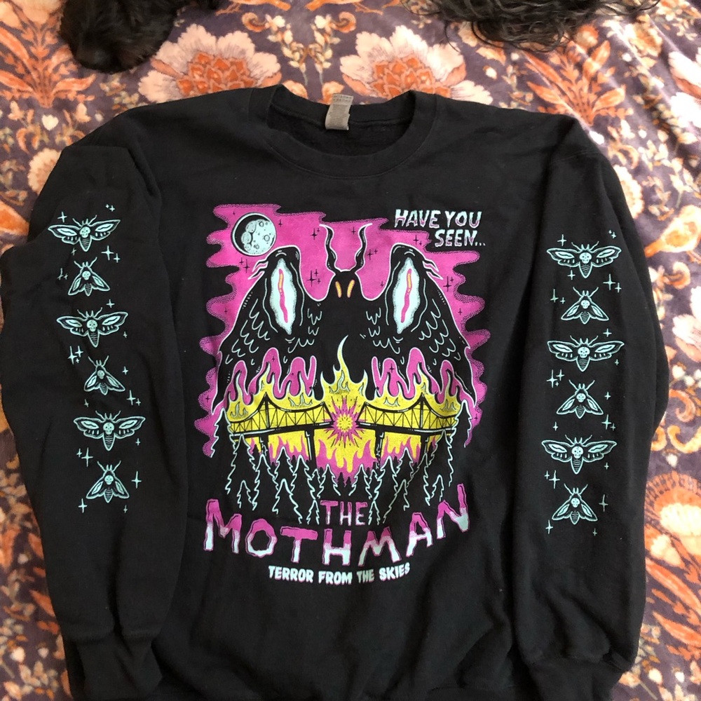 Black Mothman Graphic Sweater